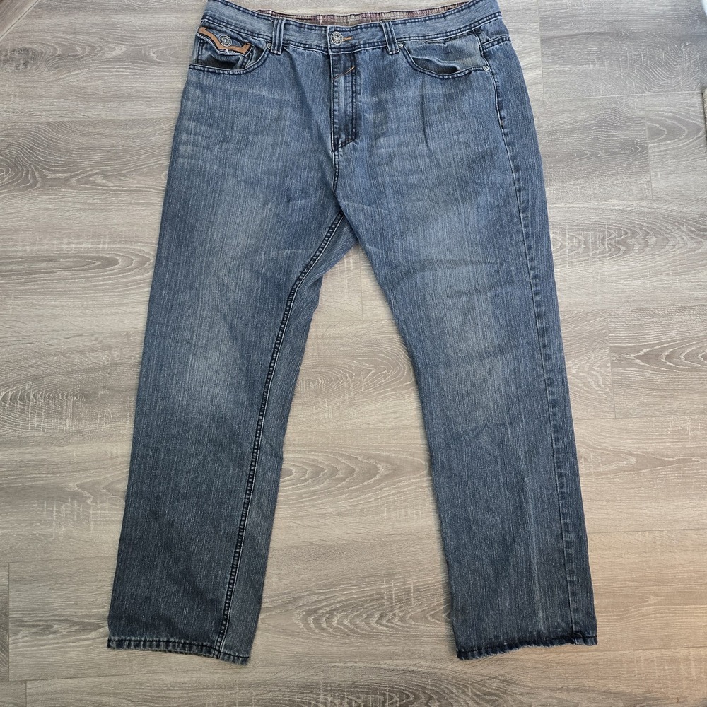 COOGI Y2K Men's Blue Cotton Jeans 42x34 Streetwear Flap Pocket Accents